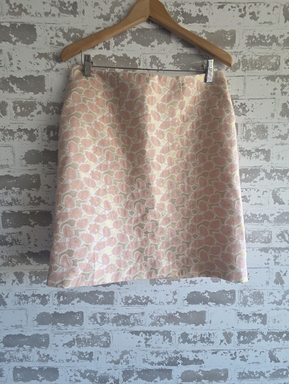 Merona Pink Gold Metallic Floral Jacquard Skirt 8